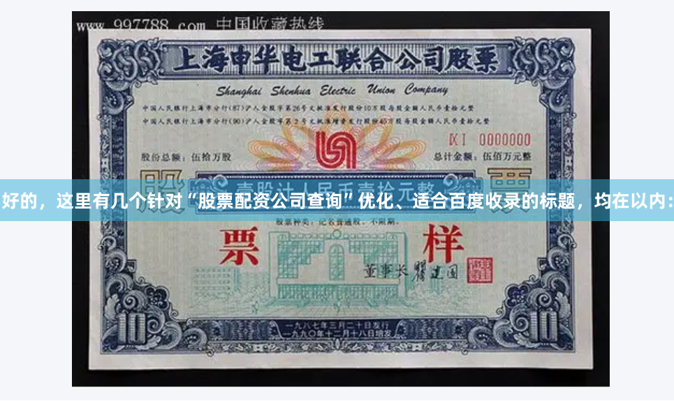 好的，这里有几个针对“股票配资公司查询”优化、适合百度收录的标题，均在以内：